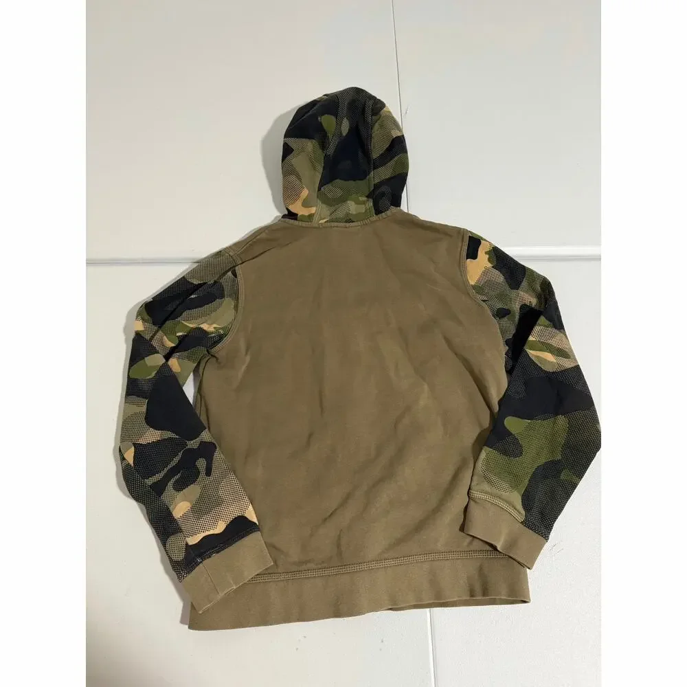 Nike Sportswear Full Zip Hoodie Youth Size XL Olive Camo Colorblock